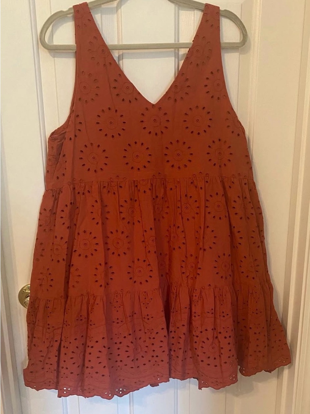 Embroidered Eyelet Sundress - Rustic Orange